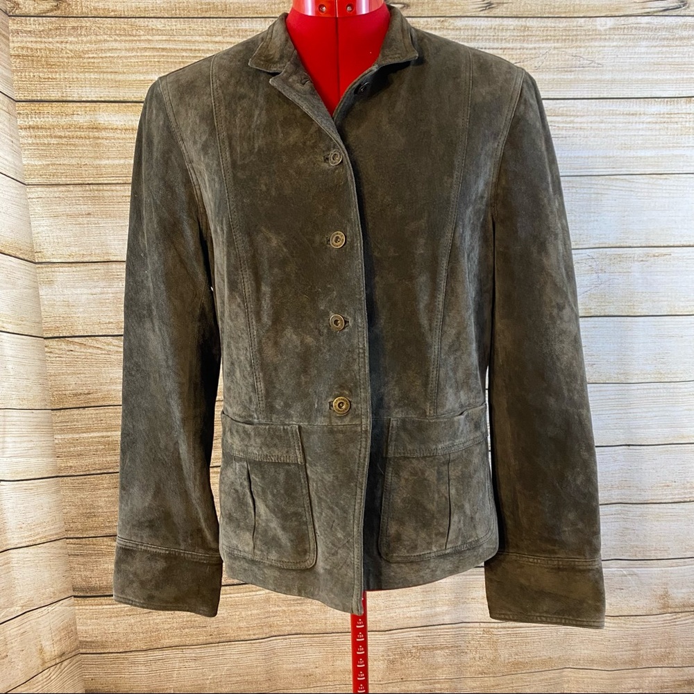 Liz Claiborne 5 Button 2 Pocket 100% Suede Jacket Women’s Size Medium